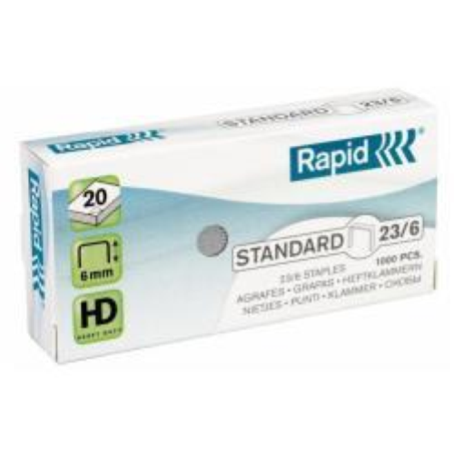 Rapid Standard - Punti metallici - 23/6 - 6 mm - acciaio galvanizzato - pacco da 1000 - per Fashion HD110